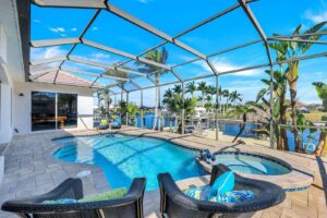 Clean residential pool in Southwest Florida during summer